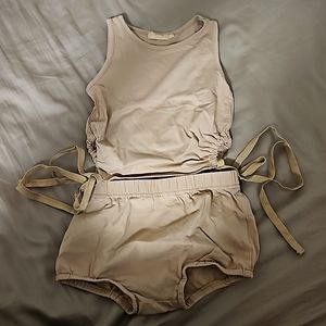 Toddler two piece outfit. Size 24 months. Taupe/beige